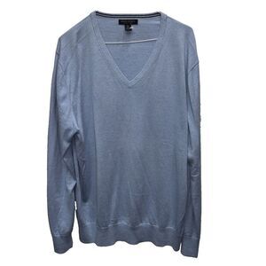 Banana Republic Luxury Silk Cashmere Cotton Blend V Neck Men XL Sweater Blue